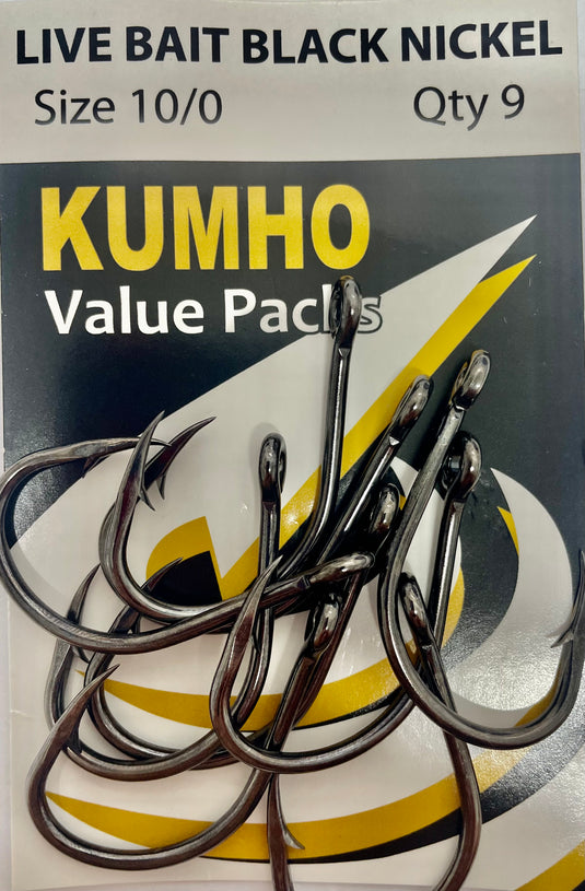 Kumho Live Bait Black Nickel Hooks - Value Pack