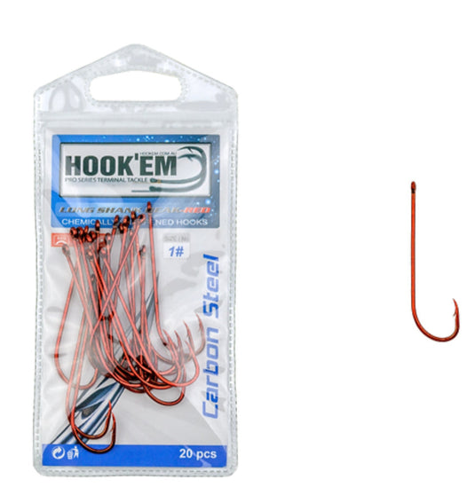 Hook’em Long Shank Red - Small pack