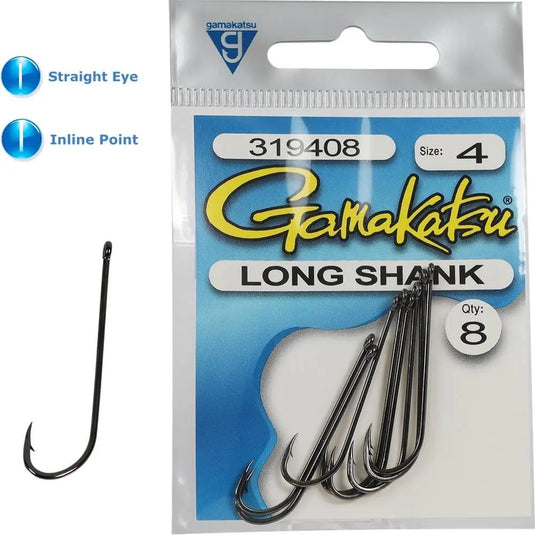 Gamakatsu Long Shank Black Nickle Hooks (sml pack)
