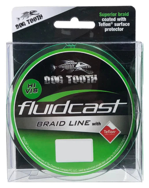 Dog Tooth Fluid Cast X4 Hi Vis Green Braid 150m