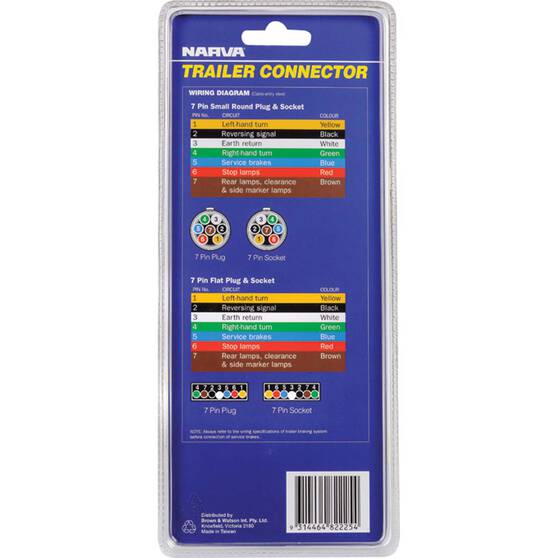 Load image into Gallery viewer, Narva Trailer Connector 7 Pin Flat on car to 7 Pin Small Round plug on trailer
