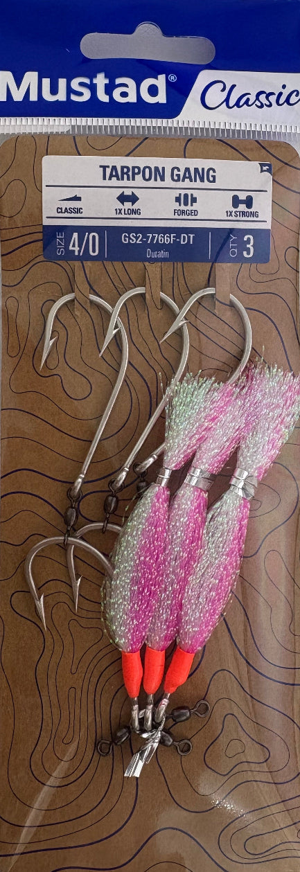 Mustad Tarpon 2 Hook Gang w Flasher 7766F-DT [SIZ:5/0]