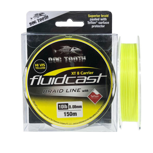 Dog Tooth Fluid Cast X8 Hi Vis Yellow Braid