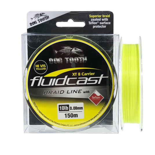 Dog Tooth Fluid Cast X8 Hi Vis Yellow Braid