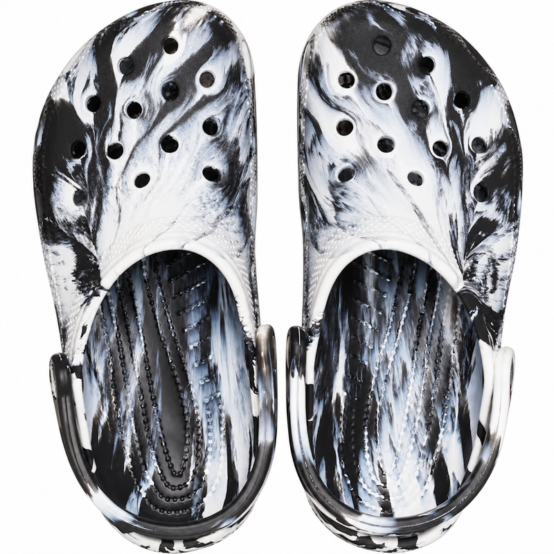 Load image into Gallery viewer, Crocs Classic Clogs - Marbled White / Black [SIZ:M4/W6]
