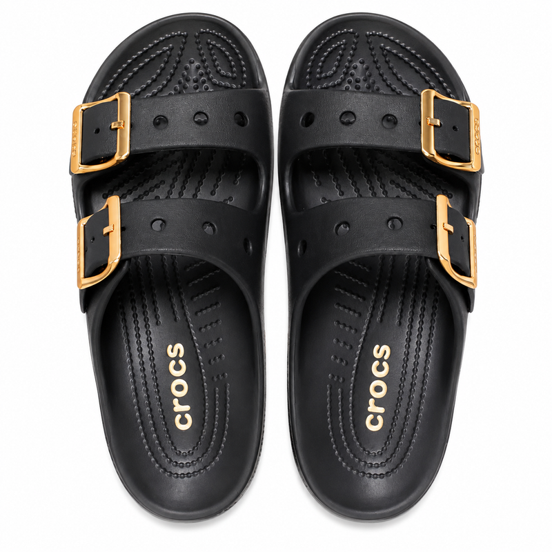Load image into Gallery viewer, Crocs Saturday Sandal - Metallic Buckle (BLACK) [SIZ:W6]
