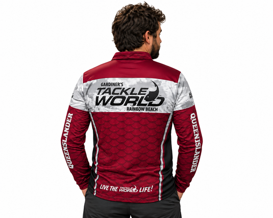 Tackle World Rainbow Beach Maroon Scales Fishing Jersey [SIZ:XS]