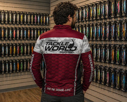 Tackle World Rainbow Beach Maroon Scales Fishing Jersey [SIZ:XS]