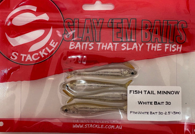 Load image into Gallery viewer, S Tackle Fish Tail Minnow 3D 2.5” [COL:White Bait 3D]
