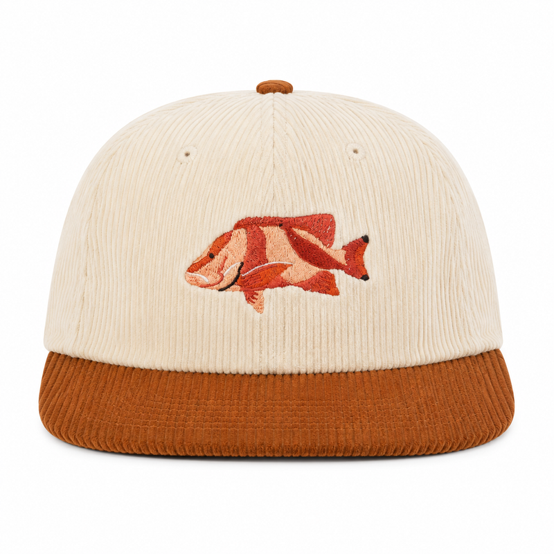 Load image into Gallery viewer, Reef Lagoon Corduroy Flat Brim Cap [COL:Beige/Tan STY:Red Emperor]
