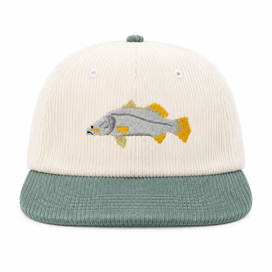 Reef Lagoon Corduroy Flat Brim Cap [COL:Cream/Sage STY:Barramundi]