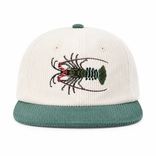 Reef Lagoon Corduroy Flat Brim Cap [COL:Cream/Teal STY:Painted Rock Lobster]