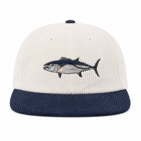 Reef Lagoon Corduroy Flat Brim Cap [COL:White/Navy STY:Dogtooth Tuna]