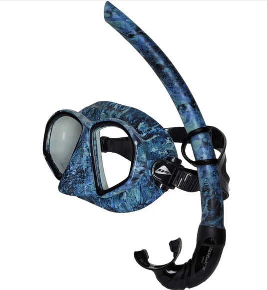Ocean Hunter Phantom Offshore Mask and Snorkel Set - Camo Blue