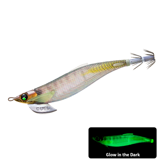 Load image into Gallery viewer, Duel Finplus Rungun Squid Jig 3.5 [COL:LRAJ- glow]
