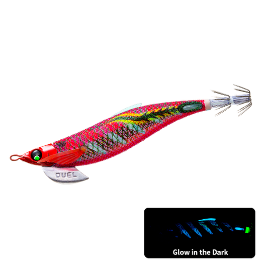 Duel Finplus Rungun Squid Jig 3.5 [COL:BLRR- blue glow]