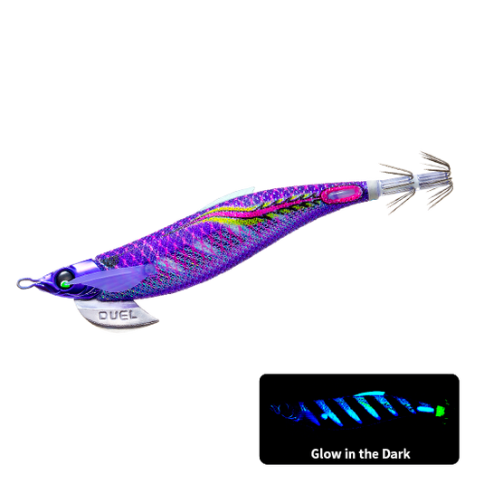 Duel Finplus Rungun Squid Jig 3.5 [COL:BLPP- blue glow]