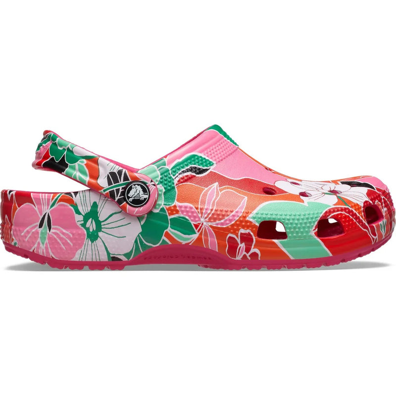 Load image into Gallery viewer, Crocs Classic Woodcut Floral Clog - Dragonfruit
