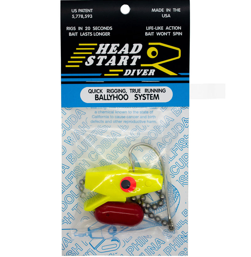Load image into Gallery viewer, Head Start Ballyhoo System [COL:Yellow STY:Weighted Diver]
