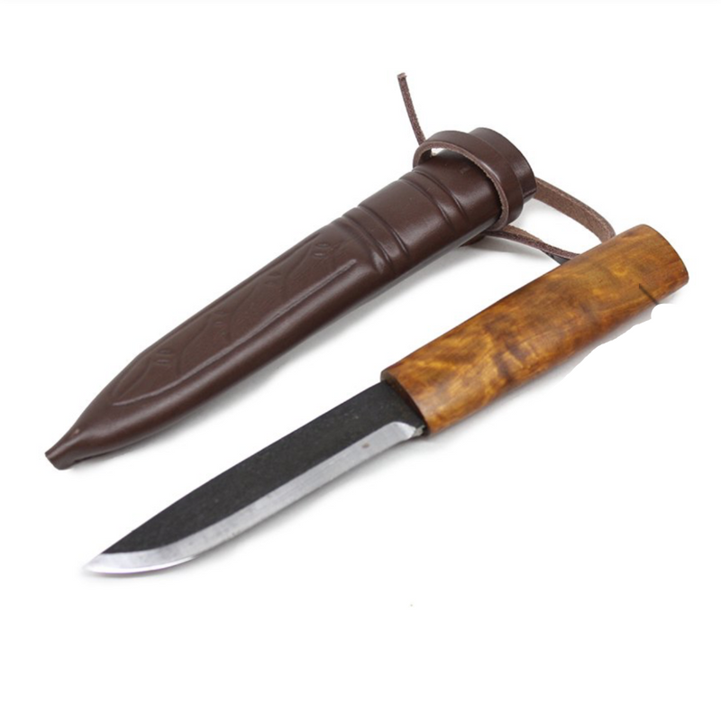 Load image into Gallery viewer, HELLE Viking Classic Edition Knife - 4.33 Inch Blade - Curly Birch Handle H3LC 105mm
