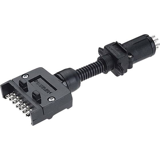 Load image into Gallery viewer, Narva Trailer Connector 7 Pin Flat on car to 7 Pin Small Round plug on trailer
