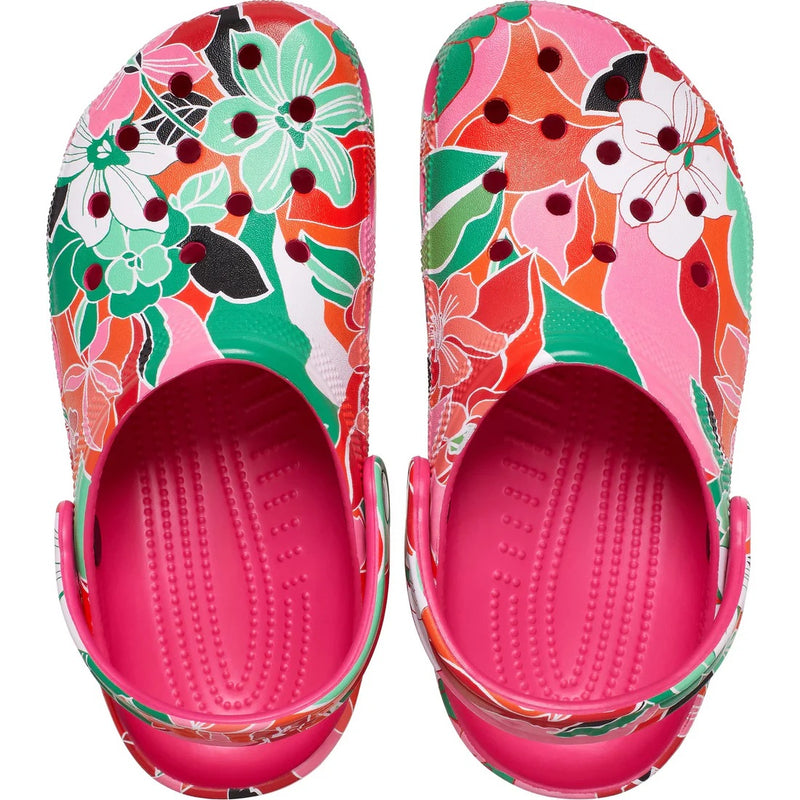 Load image into Gallery viewer, Crocs Classic Woodcut Floral Clog - Dragonfruit
