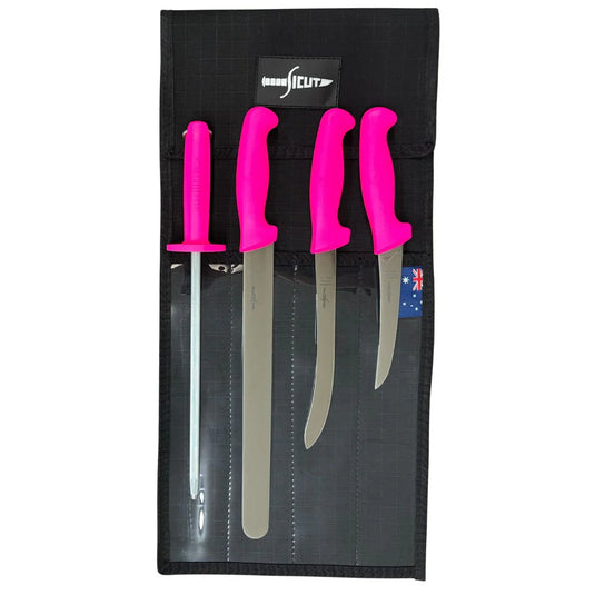 Sicut Pink Handle Fishermans Knife Pack - LIMITED RUN