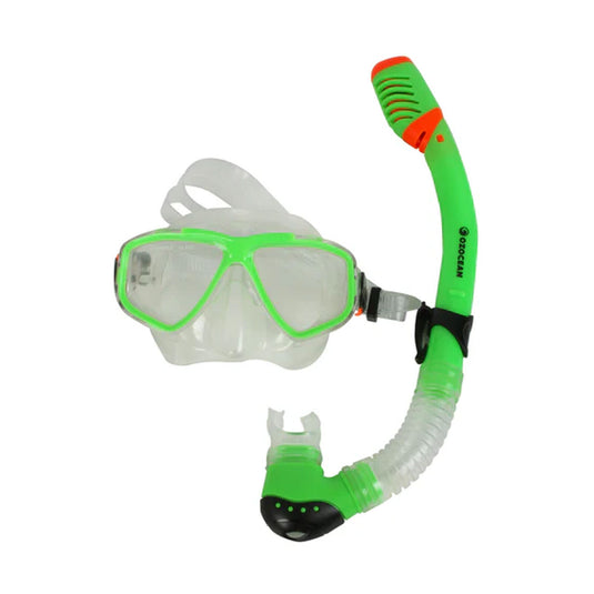 OzOcean Mask & Snorkel Set - Keppel Kids Green Dry Top