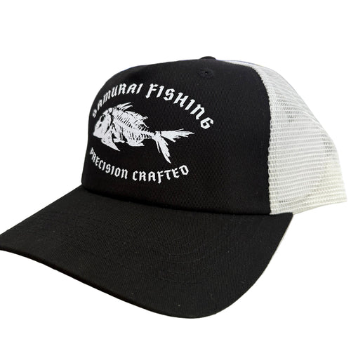 Samurai Black White Trucker Cap
