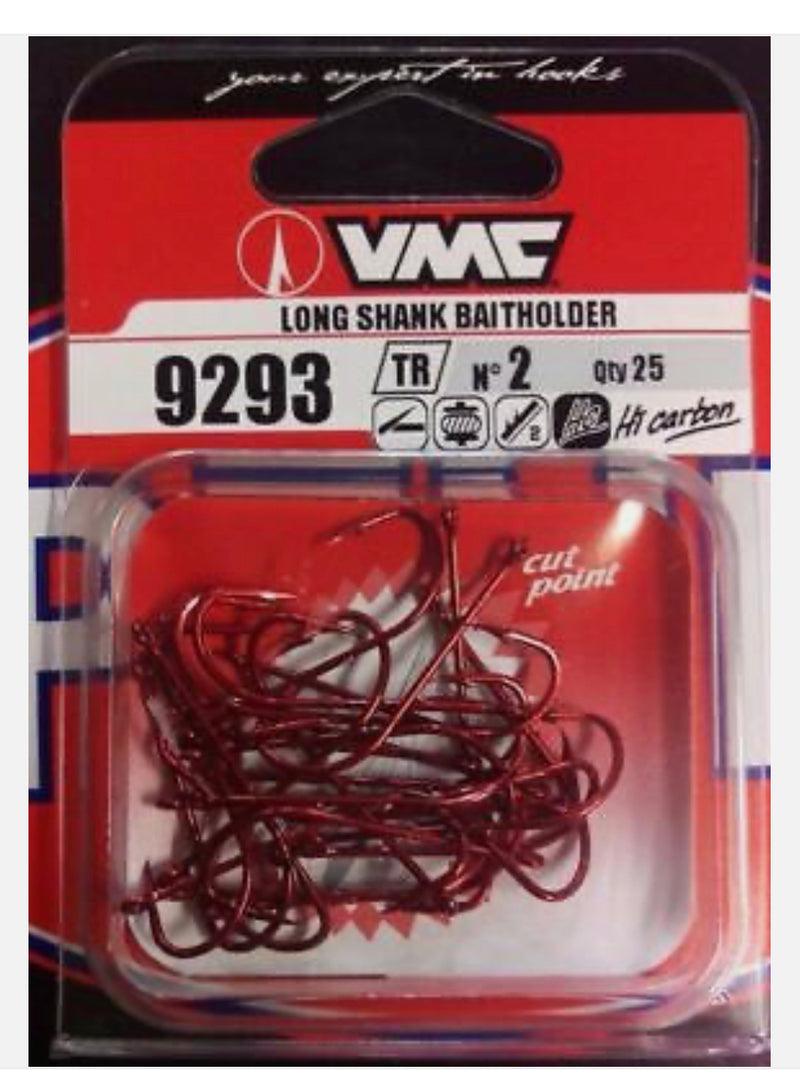 Load image into Gallery viewer, VMC 9293 Long Shank Bait Holder Hooks - 25 pack
