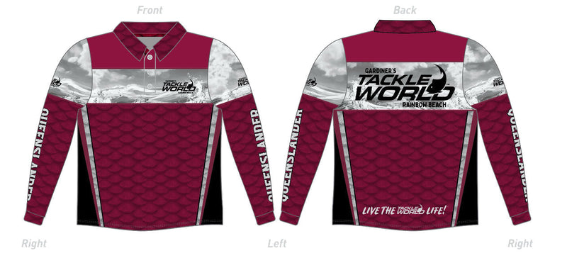 Load image into Gallery viewer, Tackle World Rainbow Beach Maroon Scales Fishing Jersey
