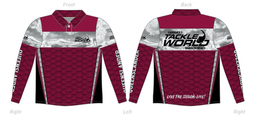 Tackle World Rainbow Beach Maroon Scales Fishing Jersey