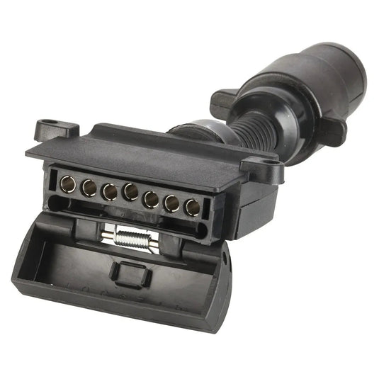 Narva Trailer Connector 7 Pin Small Round Socket on car to 7 Pin Flat Plug on trailer