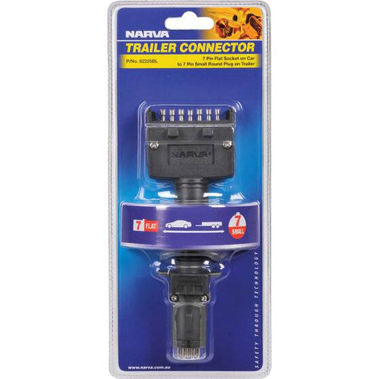 Narva Trailer Connector 7 Pin Flat on Car to 7 Pin Small Round on trailer