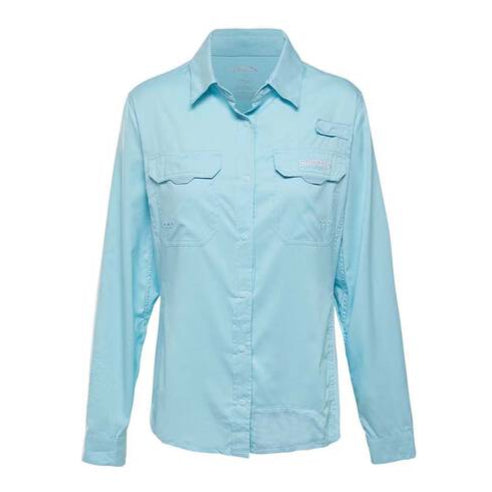 SHIMANO Ladies Vented Fishing Shirt - Aqua [SIZ:8]