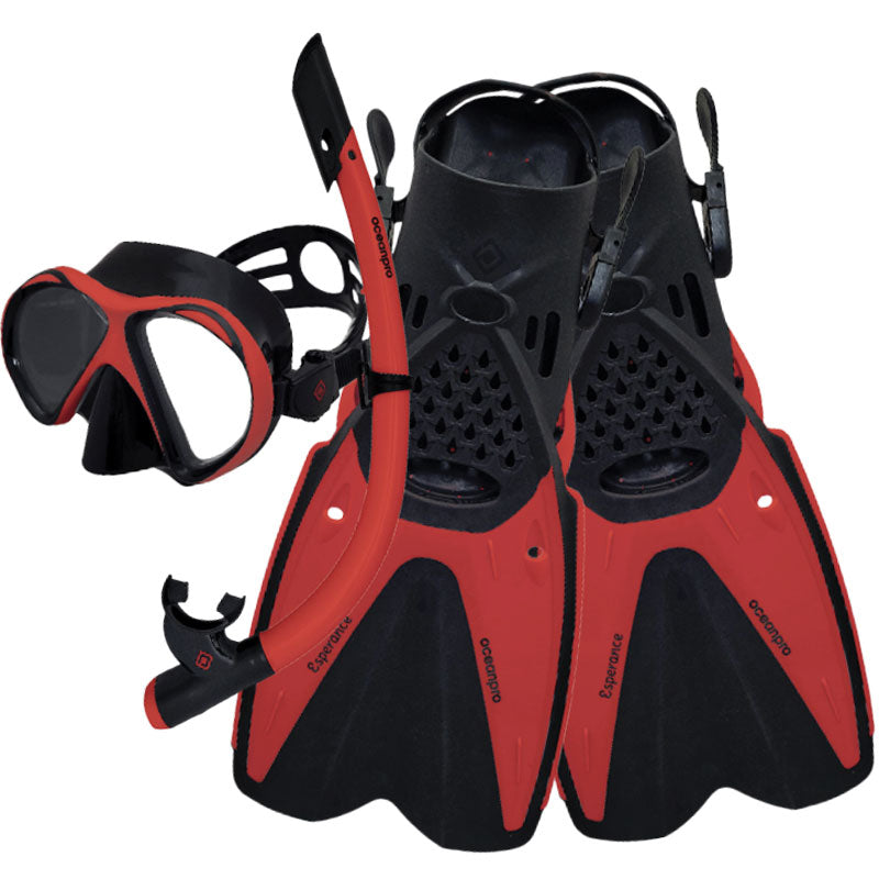 Load image into Gallery viewer, Ocean Pro Esperance Mask/Snorkel/Fin Set [SIZ:M-L (10-11) COL:Red]
