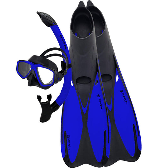 Ocean Pro Gnaraloo Mask/Snorkel/Fin Set [SIZ:XS (5-5.5) COL:Blue]