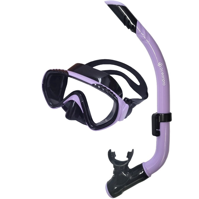 Load image into Gallery viewer, Ocean Pro Wategos Junior Mask/ Snorkel Set [COL:Lilac/Black]
