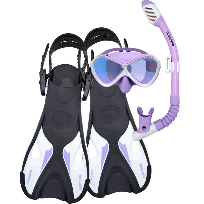Load image into Gallery viewer, Oceanpro Woolamai Junior Mask/Snorkel/Fin Set [SIZ:L-XL (2-5) COL:Lilac]
