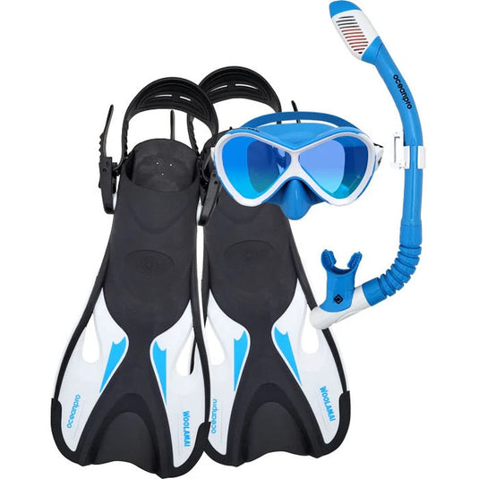 Oceanpro Woolamai Junior Mask/Snorkel/Fin Set [SIZ:L-XL (2-5) COL:Ocean Blue]