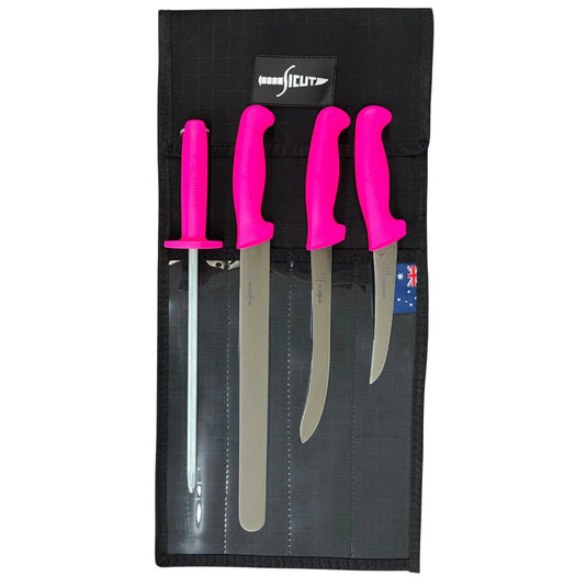 Sicut Pink Handle Fishermans Knife Pack - LIMITED RUN