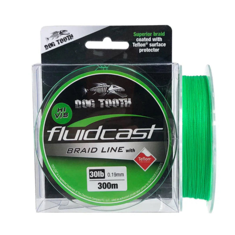 Load image into Gallery viewer, Dog Tooth Fluid Cast X4 Hi Vis Green Braid 300m [LIN:30lb]
