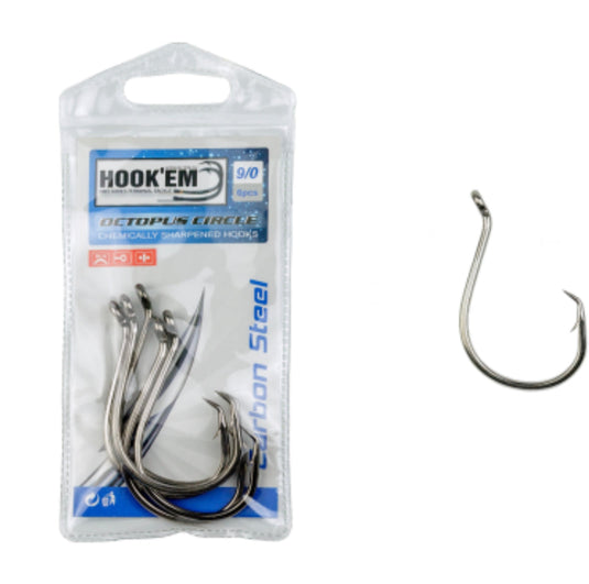 Hook'em Octopus Circle Hi Carbon Hooks [SIZ:8/0]
