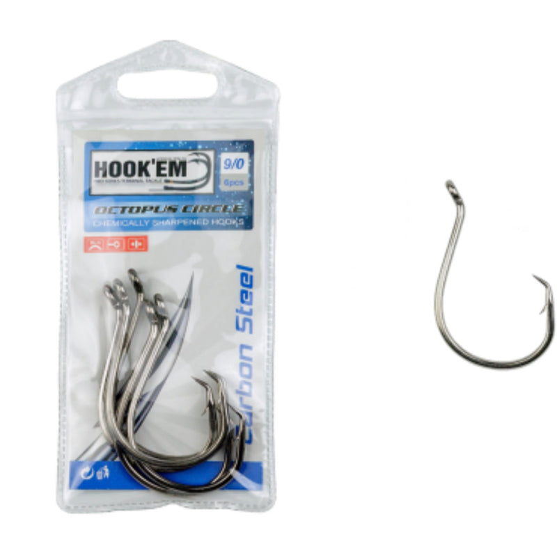Load image into Gallery viewer, Hook'em Octopus Circle Hi Carbon Hooks [SIZ:5/0]
