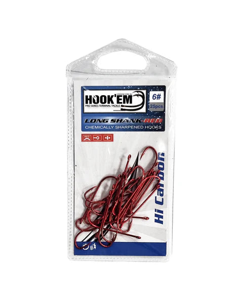Load image into Gallery viewer, Hook'em Long Shank Hi Carbon Hooks [SIZ:#4]
