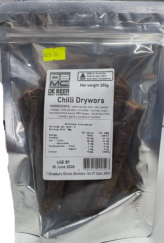 De Beer Biltong Delights Chilli Drywors 200g - Chilli