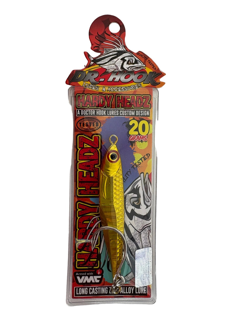 Load image into Gallery viewer, Dr Hook Lure Hardy Headz 60g [COL:Gold]
