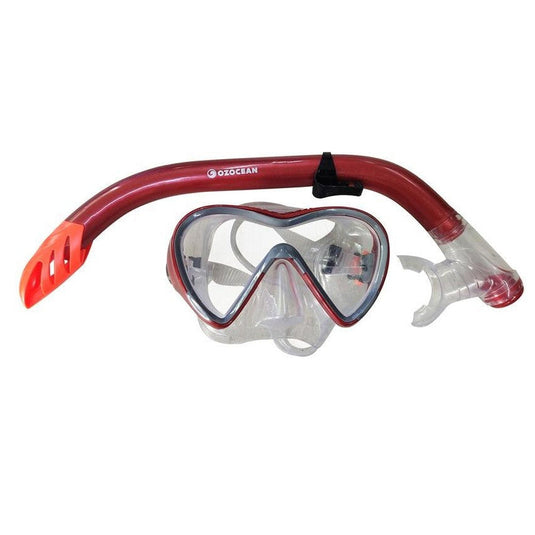OzOcean Mask & Snorkel Set Adult - METTAMS Red 