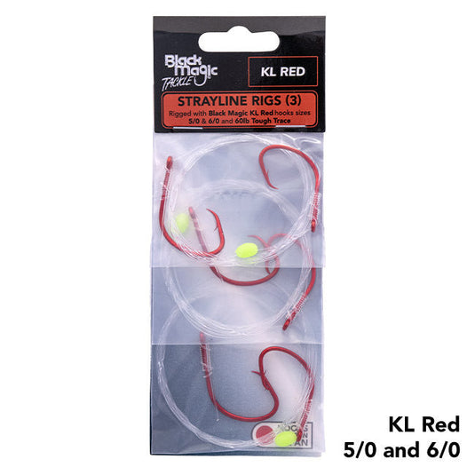 Black Magic Stray Line Rigs (3 Pack) [TYP:KL Red 5/0-6/0]