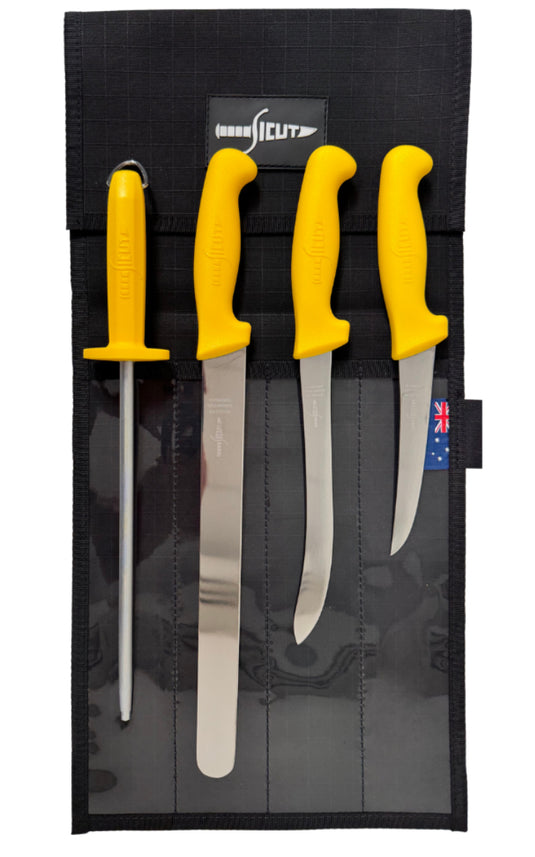 Sicut Yellow Handle Fishermans Knife Pack